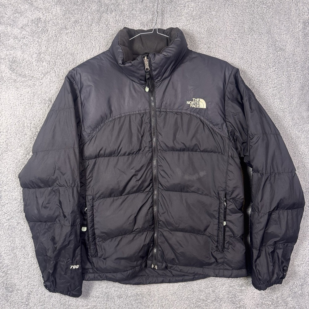 North Face Nuptse Jacket Womens M 700 Goose Down Black Puffer A254 Vintage Y2K